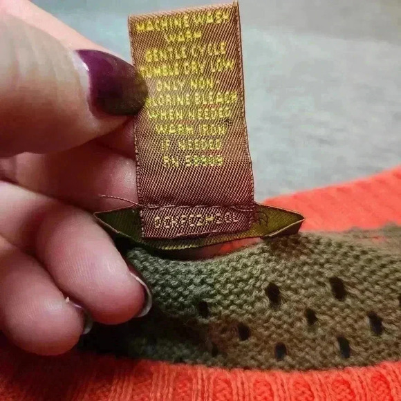 COPPER KEY KNIT SWEATERTOP OLIVE GREEN/ORANGE SIZE L - Picture 4 of 6